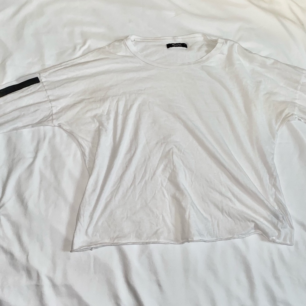 michel lauren long sleeve tee with black stripes